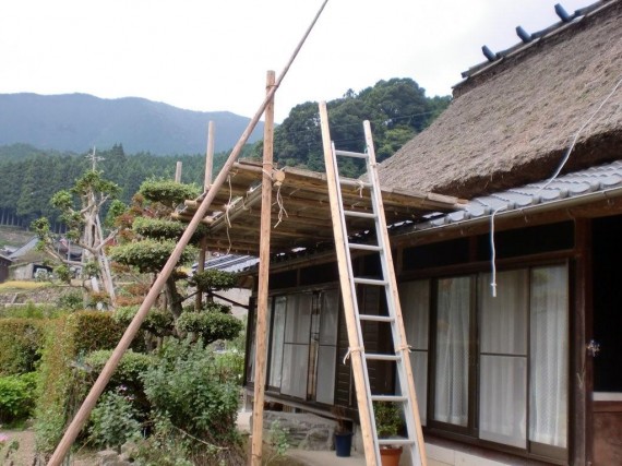 木材屋が組み上げた木組みの仮設足場