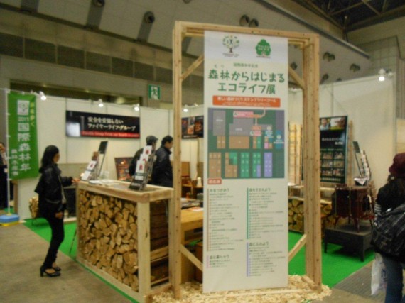 「森のエコライフ展」のブース　　（こちらは、「国際森林年」とあって例年並み）